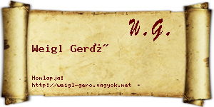 Weigl Gerő névjegykártya